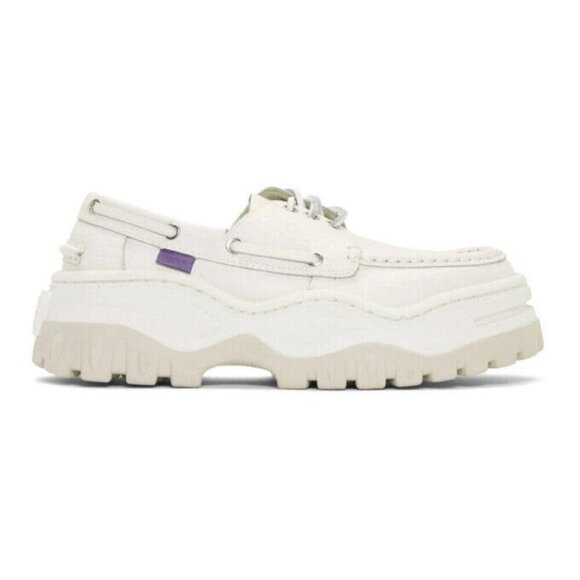 Eytys Mykonos Loafers 35 5.5 White Grained Leather Shoes - Picture 1 of 11